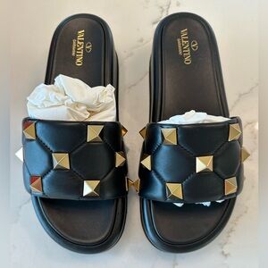 Valentino Garavani Roman Rockstud Platform Slides